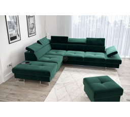 Rohová sedací souprava GALAXY s funkcí spaní 225x280 - zelená , levá