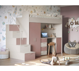 Patrová postel PARADISE 4S Kašmír Starorůžová mat