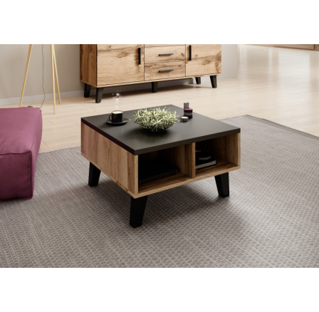 Konferenční stůl LOTTA 60, dub wotan/černá Konferenční stůl LOTTA 60, dub wotan/černá