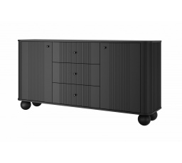 Komoda VESPER 160, Černá/Černé úchyty/kulaté nohy