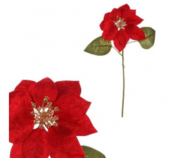 Vánoční růže - umělá řezaná květina, červeno-zlatá