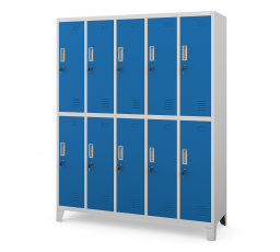Šatní skříň s 10 boxy šedo-modrá: BARTEK, 1360 x 1720 x 450 mm