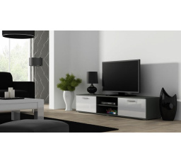 Tv komoda SOHO 180, šedá/bílý lesk