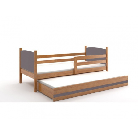 Postel z masivu pro 2 děti TAMI 2 - Olše/Grafit