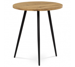 Přístavný stolek, MDF, dekor divoký dub, kov, černý lak