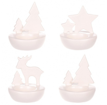 Svícen porcelánový, na čajovou svíčku. Mix 4 druhů. Cena za 1ks.