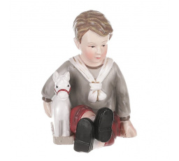 Chlapec držící koníka - figurka z polyresinu