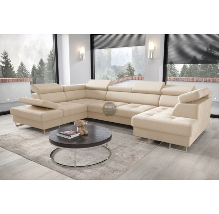 Rohová sedací souprava GALAXY MAX II s funkcí spaní 210x350x165 - béžová, levá Rohová sedací souprava GALAXY MAX II s funkcí spaní 210x350x165 - béžová, levá