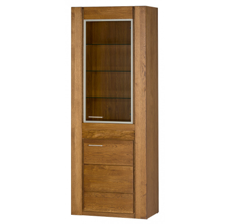 VANCOUVER 11  - vitrína PRAVÁ 1D1W / dub rustikal (smontovaný nábytek) (VELVET 11) (1 balík) (SZ) (K150-Z)