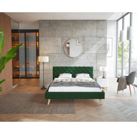 Čalouněná postel KALIFORNIA- TRINITY (lahvově zelená) - 160 x 200