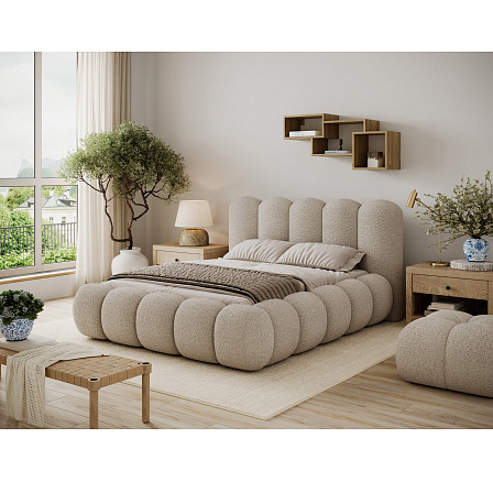 Oloroso bed 160x200 with metal frame and storage compartment, brown bouclé Royal 20 1 Oloroso bed 160x200 with metal frame and storage compartment, brown bouclé Royal 20 1