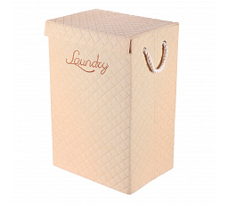 Koš látkový - krabice s uchy a víkem, vysoký, béžový