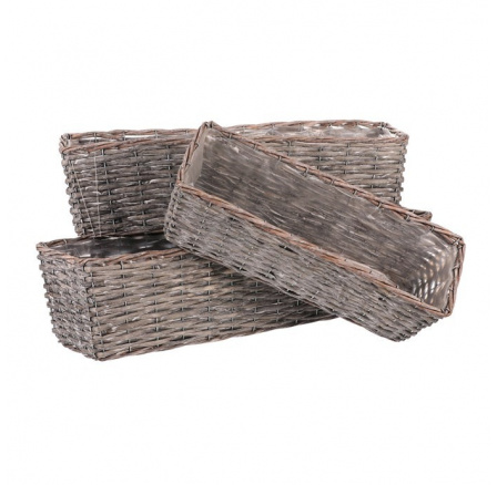 Košík proutěný - hranatý truhlík, šedý, cena za sadu 3 ks Košík proutěný - hranatý truhlík, šedý, cena za sadu 3 ks