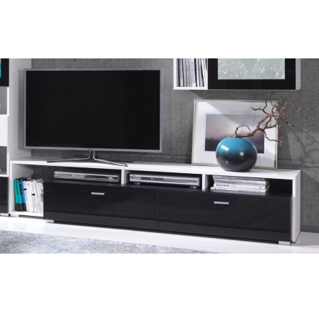 TV stolek Omega R1 bílá/černý lesk
