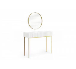 NICOLE TOALETKA 100 2SZ - bílý mat / zlatý rám + NICOLE ZRCADLO 80 - zlatý
