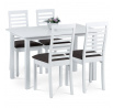 Jídelní set s 4 židlemi, 120x75x75cm, masiv, bílá, AUT-4000 WT