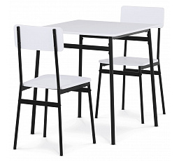 Jídelní set s 2 židlemi, 70x70x76cm, mdf, bílá, AUT-O2121 WT