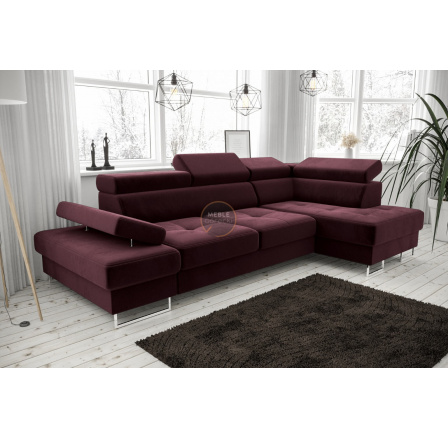 Rohová sedací souprava GALAXY MINI 170x280 - Odtíny bordové, pravá