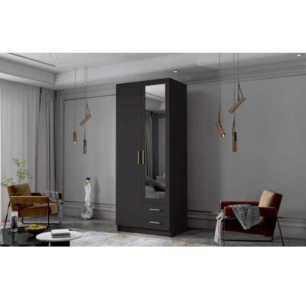 Skříň Arya II 80 - černá/zlaté úchytky