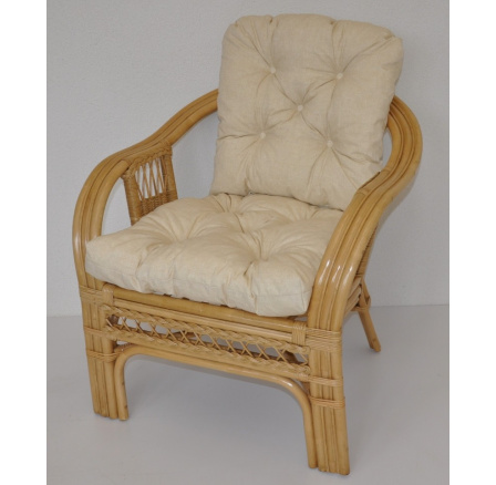 Ratanové křeslo Rio De Janeiro medové - polstr béžový melír Ratanové křeslo Rio De Janeiro medové - polstr béžový melír