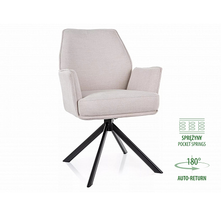 Jídelní židle HUGO BREGO, Černá / Světle béžová