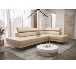 Rohová sedací souprava EMPORIO MINI 300x180 přírodní kůže - pravá, Béžová kůže