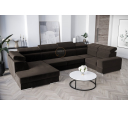 Rohová sedací souprava ROYAL MAX I 210x375x185 - hnědá , pravá