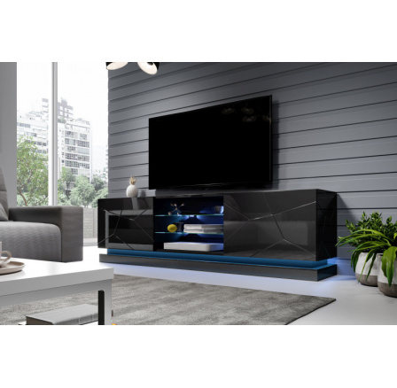 Tv komoda QIU 200 RTV, černá lesklá