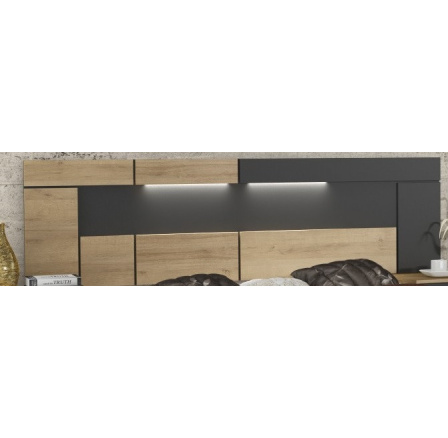 MADRID záhlaví postele 160 - dub riviera světlý/šedá s LED osvětlením ( P837MRWE ) (MM) ***VÝPRODEJ - SUPERAKCE