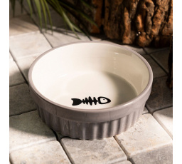 Miska pro kočky CATTY s rybou šedá 12x4 cm 884394