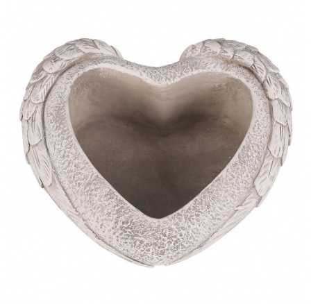 Obal pietní na květiny - betonový, okřídlené srdce, šedý