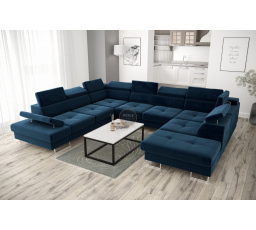 Rohová sedací souprava GALAXY MAX I s funkcí spaní 280x350x225 - modrá, levá