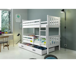Dětská patrová postel CARINO se šuplíkem 80x190 cm, bez matrací, Bílá/Bílá