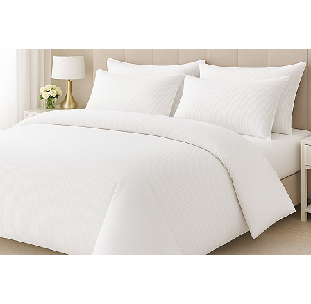 Hotelové povlečení 140x220, 70x90cm Atlas gradl Bílý - česaný 145g/m2, proužek 4 mm zipový uzávěr
