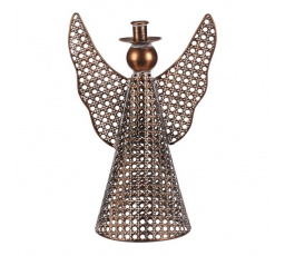 Anděl kovový - 35 cm, na kónickou svíčku, měděný