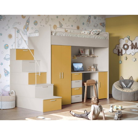 Patrová postel PARADISE 4S Kašmír Žlutá Curry mat