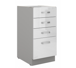 Dolní skřínka BIANCA - 40 D 4S BB, Šedá / Bílý lesk