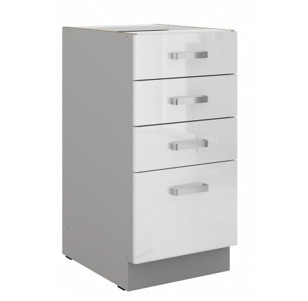 Dolní skřínka BIANCA - 40 D 4S BB, Šedá / Bílý lesk Dolní skřínka BIANCA - 40 D 4S BB, Šedá / Bílý lesk