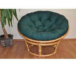 Ratanový papasan 110 cm medový polstr zelený dralon