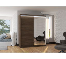 Posuvná skříň se zrcadlem a LED osvětlením VIKI 180 Choco+Choco