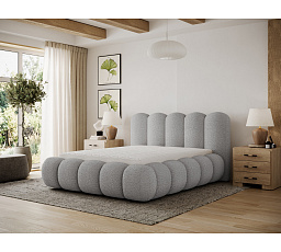 Oloroso bed 160x200 with metal frame and storage compartment, grey bouclé Royal 04 1