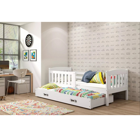 Dětská postel KUBUS s přistýlkou 80x190 cm, bez matrací, Bílá/Bílá