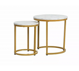 Konferenční stůl HOLA, efekt bílého mramoru/zlatá