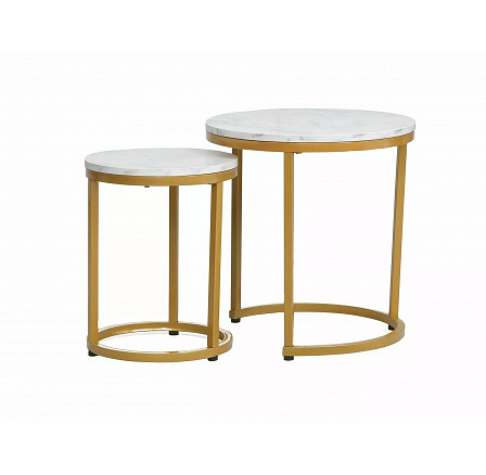 Konferenční stůl HOLA, efekt bílého mramoru/zlatá Konferenční stůl HOLA, efekt bílého mramoru/zlatá