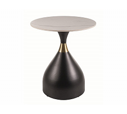 Konferenční stůl VIRGO Ceramic, Efekt bílého mramoru lesk /Černý mat / Zlatá