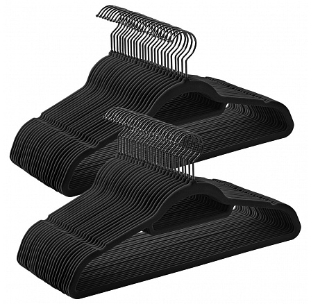 Sametová ramínka, plast, černá, set 50 ks, ASR-E1021 BK