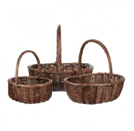 Koš proutěný - s uchem, hnědý, cena za sadu 3 ks Koš proutěný - s uchem, hnědý, cena za sadu 3 ks
