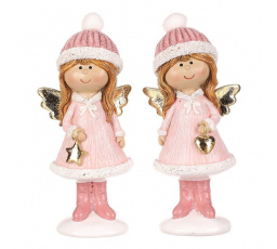 Dívka - polyresin, růžový obleček a čepka, mix 2 druhů, cena za 1 ks