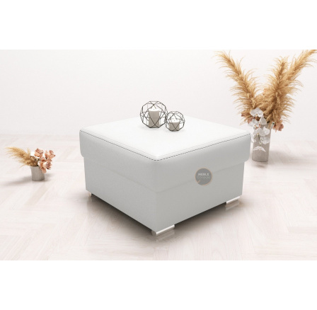 Taburet s úložným prostorem 70×70 - bílá eko kůže