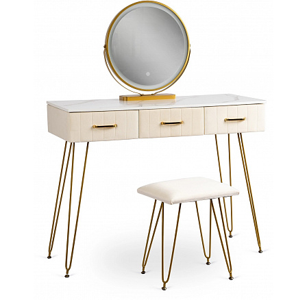 Toaletní stolek SANDY Krémová/Zlatá